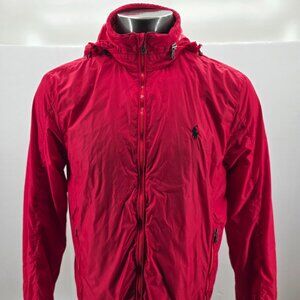 Polo Ralph Lauren Men's Red Hooded Pony Waterproof Rain Jacket Full Zip  Medium